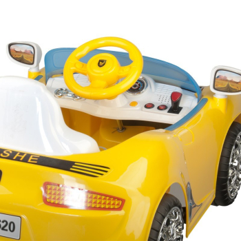 FOTEL FRYZJERSKI DZIECIĘCY SAMOCHODZIK PORSCHE B041C ŻÓŁTY